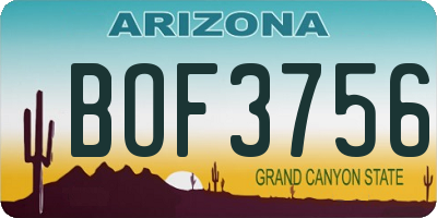 AZ license plate BOF3756