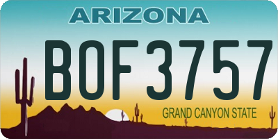 AZ license plate BOF3757