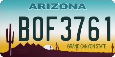 AZ license plate BOF3761