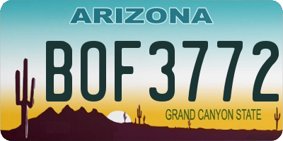 AZ license plate BOF3772