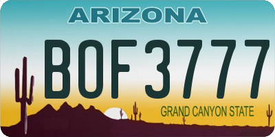 AZ license plate BOF3777
