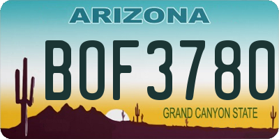 AZ license plate BOF3780