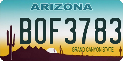 AZ license plate BOF3783