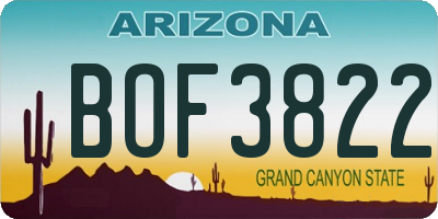 AZ license plate BOF3822