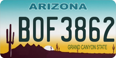 AZ license plate BOF3862