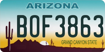AZ license plate BOF3863