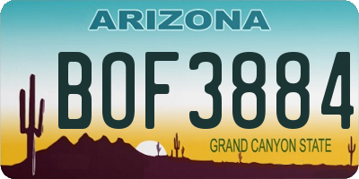 AZ license plate BOF3884