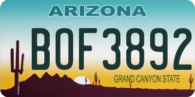 AZ license plate BOF3892