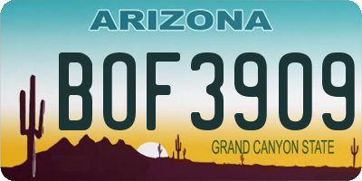 AZ license plate BOF3909