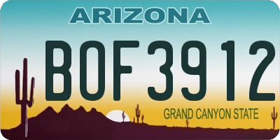 AZ license plate BOF3912