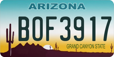 AZ license plate BOF3917