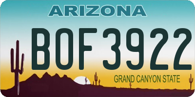 AZ license plate BOF3922