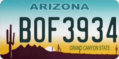 AZ license plate BOF3934