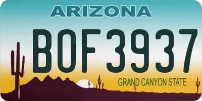 AZ license plate BOF3937