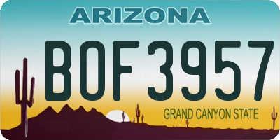 AZ license plate BOF3957