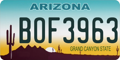 AZ license plate BOF3963