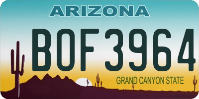 AZ license plate BOF3964