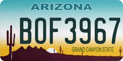 AZ license plate BOF3967