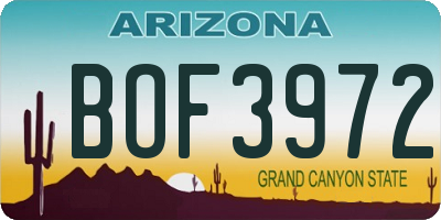 AZ license plate BOF3972