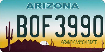 AZ license plate BOF3990