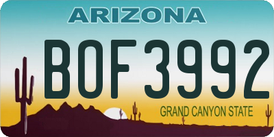 AZ license plate BOF3992
