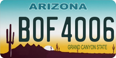 AZ license plate BOF4006
