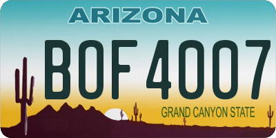 AZ license plate BOF4007