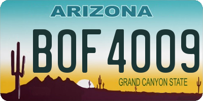 AZ license plate BOF4009