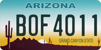 AZ license plate BOF4011