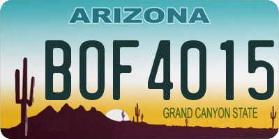 AZ license plate BOF4015