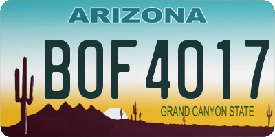 AZ license plate BOF4017
