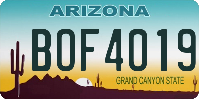 AZ license plate BOF4019