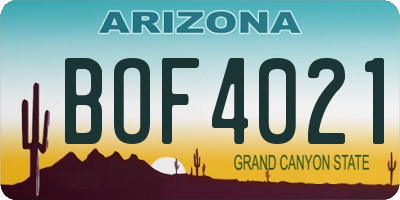 AZ license plate BOF4021