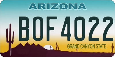 AZ license plate BOF4022