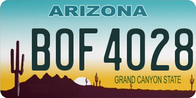 AZ license plate BOF4028