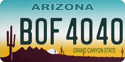 AZ license plate BOF4040
