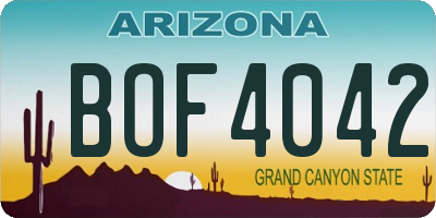 AZ license plate BOF4042