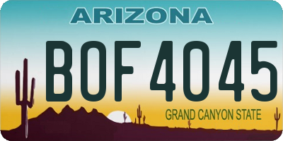 AZ license plate BOF4045