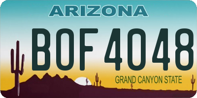 AZ license plate BOF4048