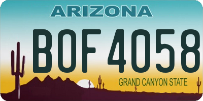 AZ license plate BOF4058