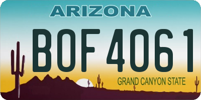 AZ license plate BOF4061