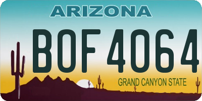 AZ license plate BOF4064