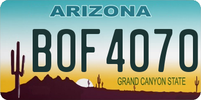 AZ license plate BOF4070