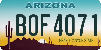 AZ license plate BOF4071
