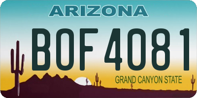 AZ license plate BOF4081