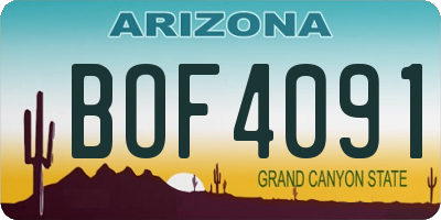 AZ license plate BOF4091