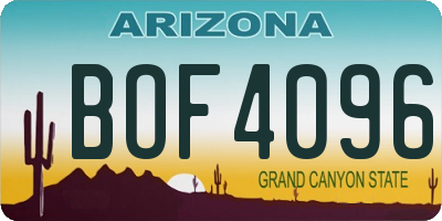 AZ license plate BOF4096