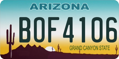 AZ license plate BOF4106