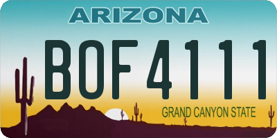 AZ license plate BOF4111