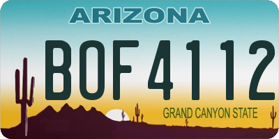AZ license plate BOF4112